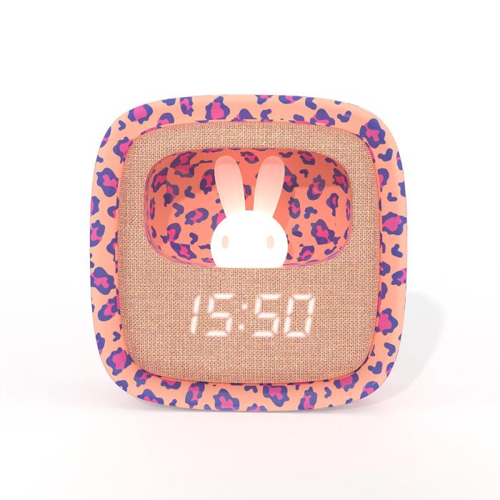 Bild 2, MOB Väckarklocka med Nattlampa Billy Clock Leopard Rose