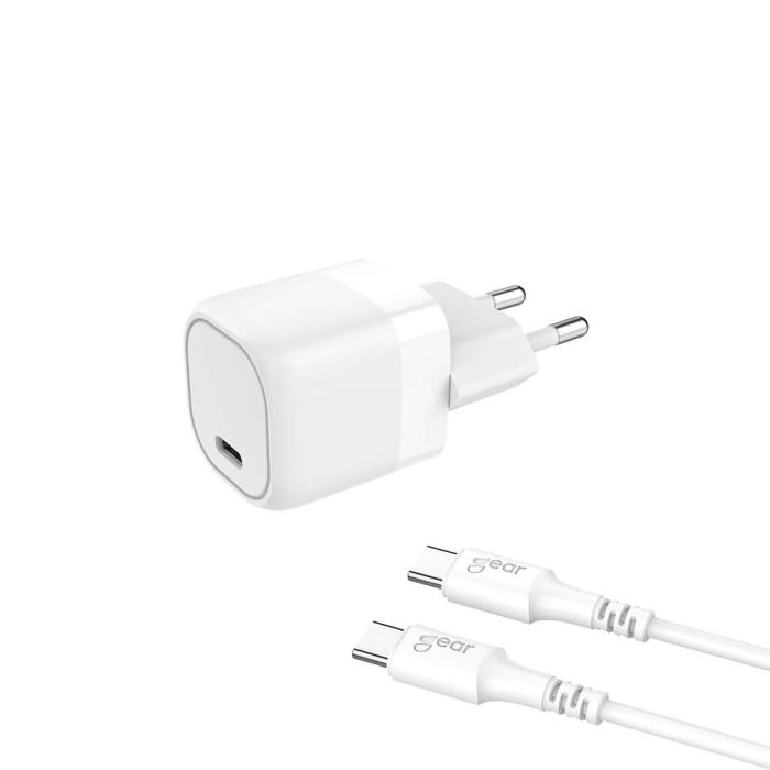 Bild 1, Gear Laddare 220V 1xUSB-C PD/PPS 25W Inkl. 1m USB-C Kabel Vit