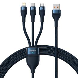 BASEUS 1.2 m 100W 3in1 USB-C/Lightning/MicroUSB Blå