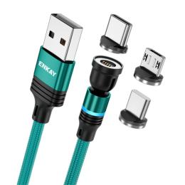 ENKAY 1 m 3in1 USB-C / Lightning / MicroUSB 360° Magnetkabel