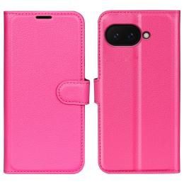 Google Pixel 9a Fodral Litchi Läder Rosa