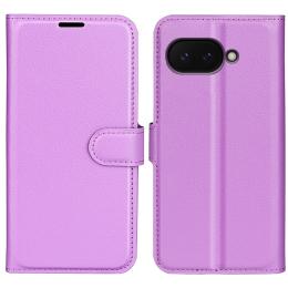 Google Pixel 9a Fodral Litchi Läder Lila