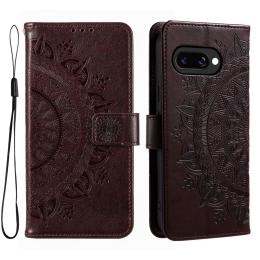 Google Pixel 9a Fodral Mandala Läder Brun