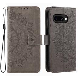 Google Pixel 9a Fodral Mandala Läder Grå