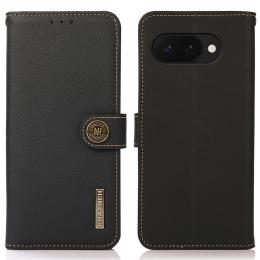 KHAZNEH Google Pixel 9a Fodral Äkta Läder Svart