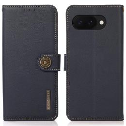 KHAZNEH Google Pixel 9a Fodral Äkta Läder Blå