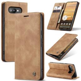 CASEME Google Pixel 9a Fodral Flip Retro Läder Brun