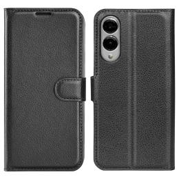Samsung Galaxy S25 Edge Fodral Litchi Läder Svart