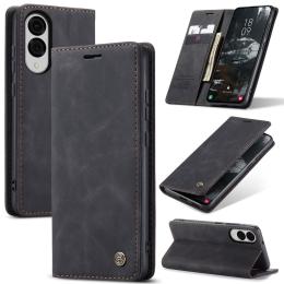 CASEME Samsung Galaxy S25 Edge Fodral Flip Läder Svart