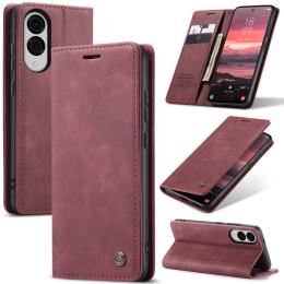 CASEME Samsung Galaxy S25 Edge Fodral Flip Läder Röd