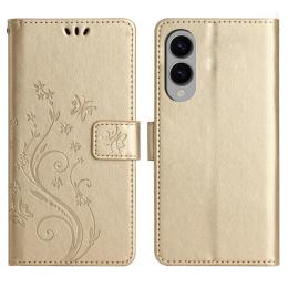 Samsung Galaxy S25 Edge Fodral Med Blommigt Tryck Guld