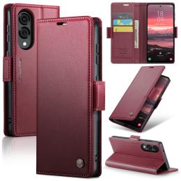CASEME Samsung Galaxy S25 Edge Fodral Läder RFID Röd