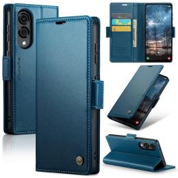 CASEME Samsung Galaxy S25 Edge Fodral Läder RFID Blå