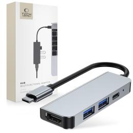 Tech-Protect 4in1 USB-C Hub USB-A / HDMI / USB-C Grå