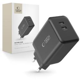 Tech-Protect 45W PD 2x USB-C Väggladdare Svart