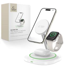 Tech-Protect 15W Qi 3in1 Magnetisk MagSafe Laddare Vit