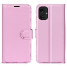Motorola Moto G55 5G Fodral Litchi Läder Ljus Rosa