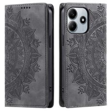 Xiaomi Redmi Note 14 4G Fodral Flip Mandala Läder Grå