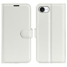 iPhone 16e Fodral Litchi Läder Vit