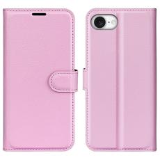 iPhone 16e Fodral Litchi Läder Ljus Rosa