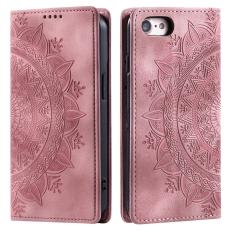 iPhone 16e Fodral Flip Mandala Läder Roséguld