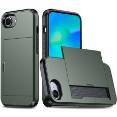 iPhone 16e Skal Hybrid Med Kortfack Mörk Grön