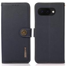 KHAZNEH Google Pixel 9a Fodral Äkta Läder Blå