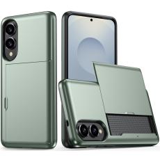 Samsung Galaxy S25 Edge Skal Hybrid Med Kortfack Militär Grön