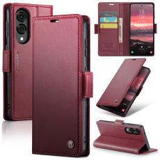 CASEME Samsung Galaxy S25 Edge Fodral Läder RFID Röd