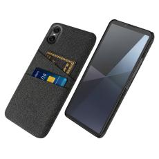 Sony Xperia 10 VII Skal Med Kortfack Tygbelagt Svart