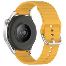 Klockarmband 22 mm Silikon Wave Design Gul