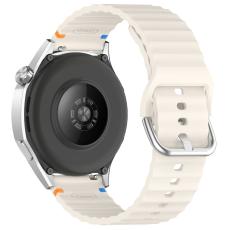 Klockarmband 22 mm Silikon Wave Design Off White