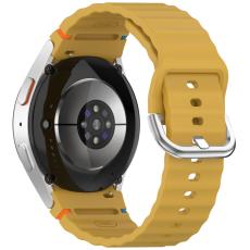 Galaxy Watch 5/5 Pro/6/7/FE Armband Silikon Wave Design Gul