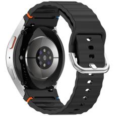 Galaxy Watch 5/5 Pro/6/7/FE Armband Silikon Wave Design Svart