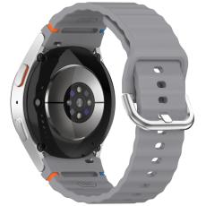 Galaxy Watch 5/5 Pro/6/7/FE Armband Silikon Wave Design Grå