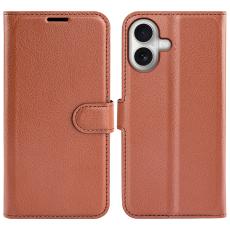 iPhone 17 Fodral Litchi Läder Brun