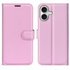 iPhone 17 Fodral Litchi Läder Ljus Rosa