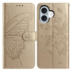 iPhone 17 Fodral Med Fjäril Tryck Guld