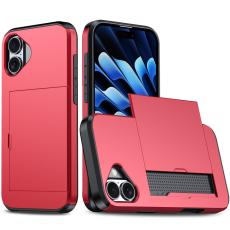 iPhone 17 Skal Hybrid Med Kortfack Röd