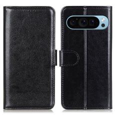 Google Pixel 10/10 Pro / 9/9 Pro Fodral Crazy Horse Läder Svart