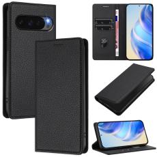 Google Pixel 10/10 Pro Fodral RFID Litchi Läder Svart