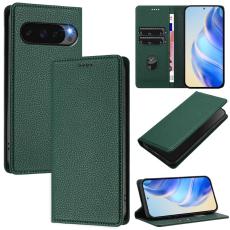 Google Pixel 10/10 Pro Fodral RFID Litchi Läder Mörk Grön