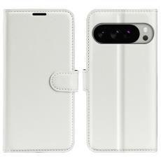 Google Pixel 10 Pro XL Fodral Litchi Läder Vit