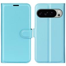 Google Pixel 10 Pro XL Fodral Litchi Läder Blå