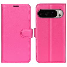 Google Pixel 10 Pro XL Fodral Litchi Läder Rosa