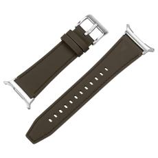 Galaxy Watch 8 46/44/40 mm Armband Äkta Läder Mörk Brun