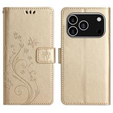 iPhone 17 Pro Fodral Med Blommigt Tryck Guld