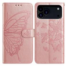 iPhone 17 Pro Fodral Med Fjäril Tryck Roséguld