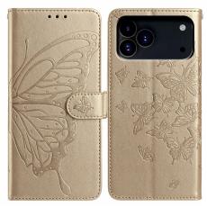 iPhone 17 Pro Fodral Med Fjäril Tryck Guld