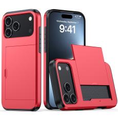 iPhone 17 Pro Skal Hybrid Med Kortfack Röd